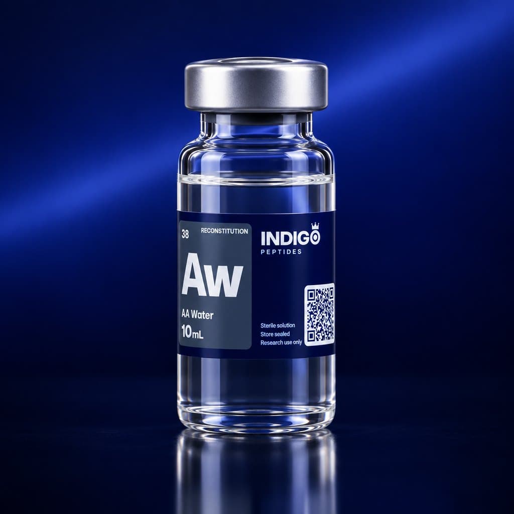 Acetic acid water 10 mL vial with the Indigo Peptides label