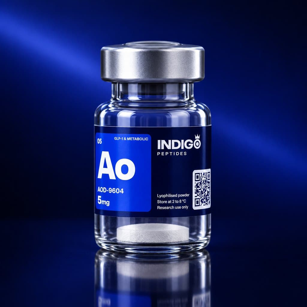 AOD-9604 5 mg vial with the Indigo Peptides label