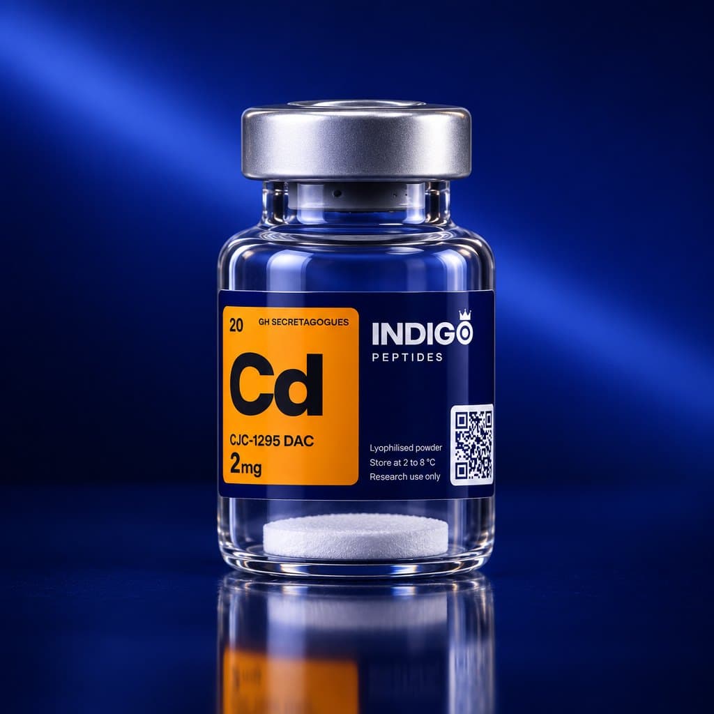 CJC-1295 with DAC 2 mg vial with the Indigo Peptides label