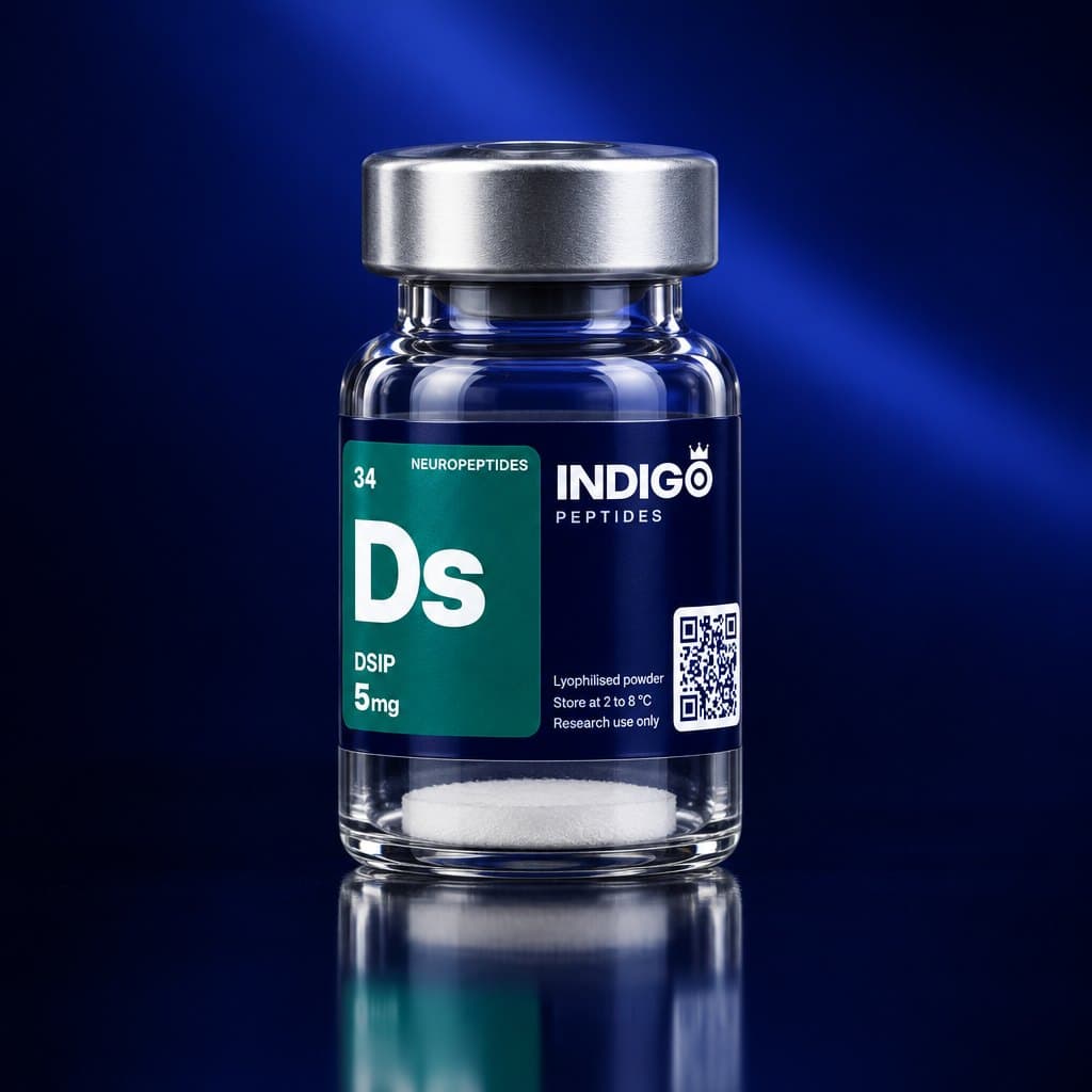 DSIP 5 mg vial with the Indigo Peptides label