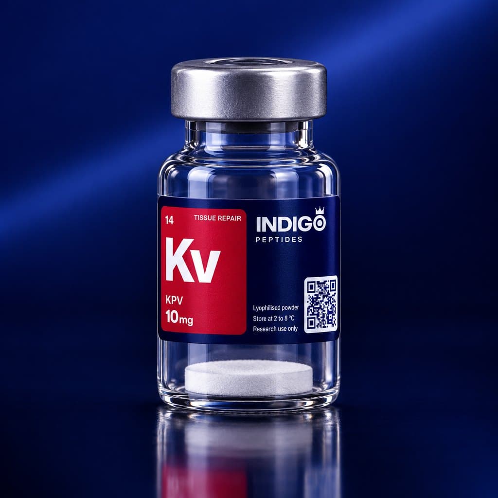 KPV 10 mg vial with the Indigo Peptides label