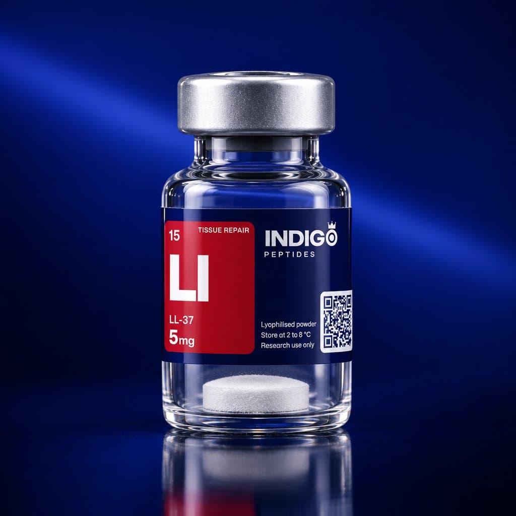 LL-37 5 mg vial with the Indigo Peptides label