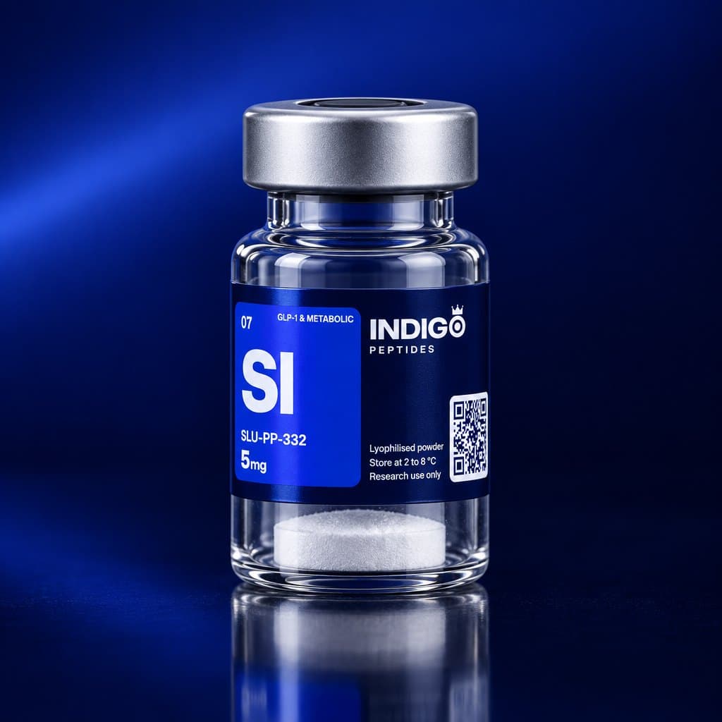 SLU-PP-332 5 mg vial with the Indigo Peptides label