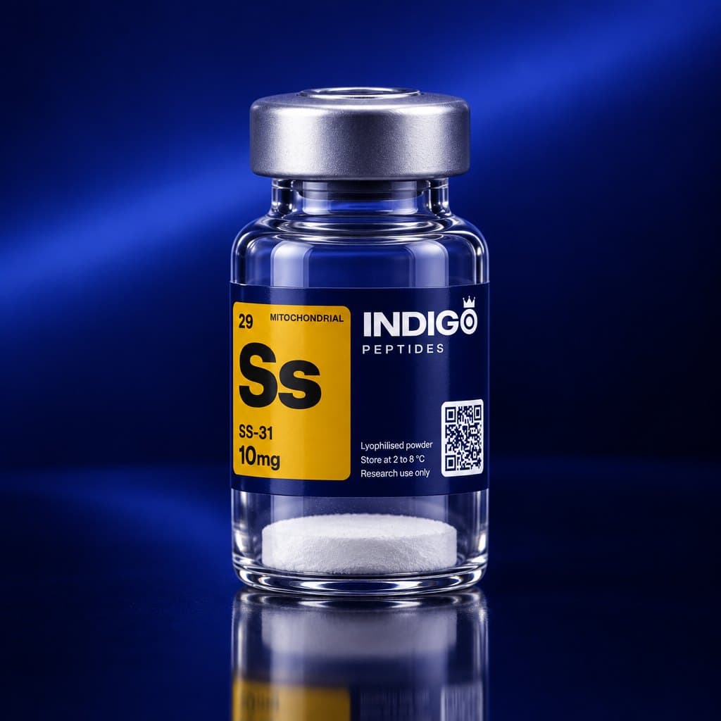 SS-31 10 mg vial with the Indigo Peptides label